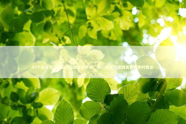 ATP就迪拜球员安全问题发表声明：我们将全力保障其各项即时需求