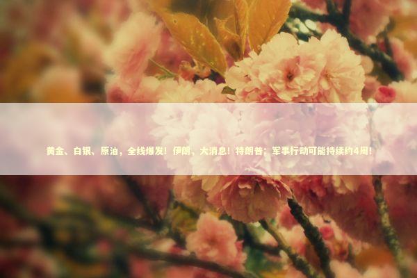 黄金、白银、原油，全线爆发！伊朗，大消息！特朗普：军事行动可能持续约4周！